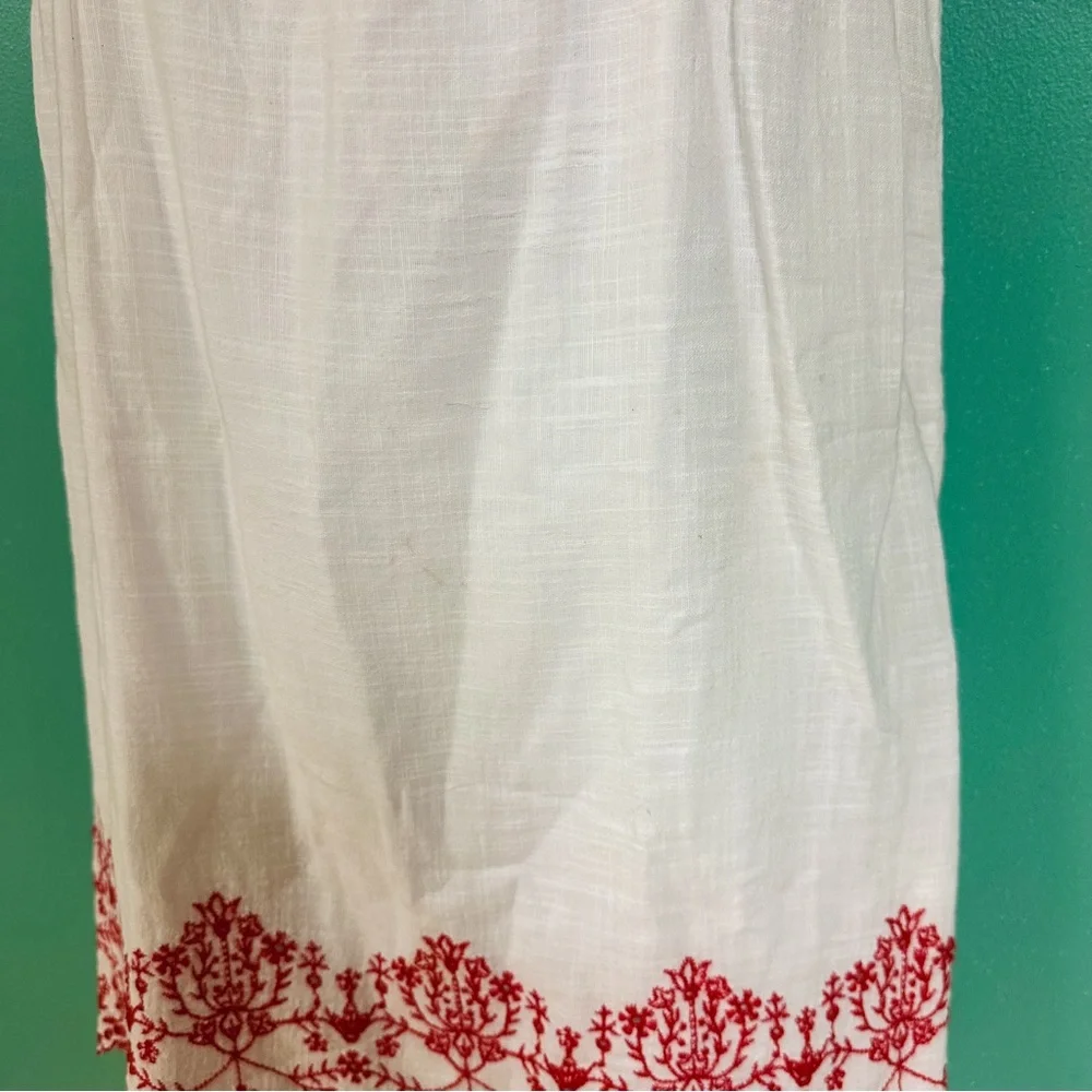 Old Navy White & Red Ruffle Embroidered Shift Dress Girls Size M 8